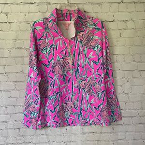 Lilly Pulitzer Mandevilla Pink Extra Lucky Skipper Popover size M NWT UPF 50